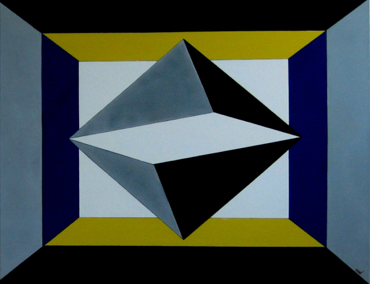 Schilderij Islamitische geometrie design no.1 [blauw] van monica maat © Eén van de twee werken waarop de compositie Allegro Brillante is gemaakt en waar de dichter Michel Martinus een gedicht op heeft geschreven.