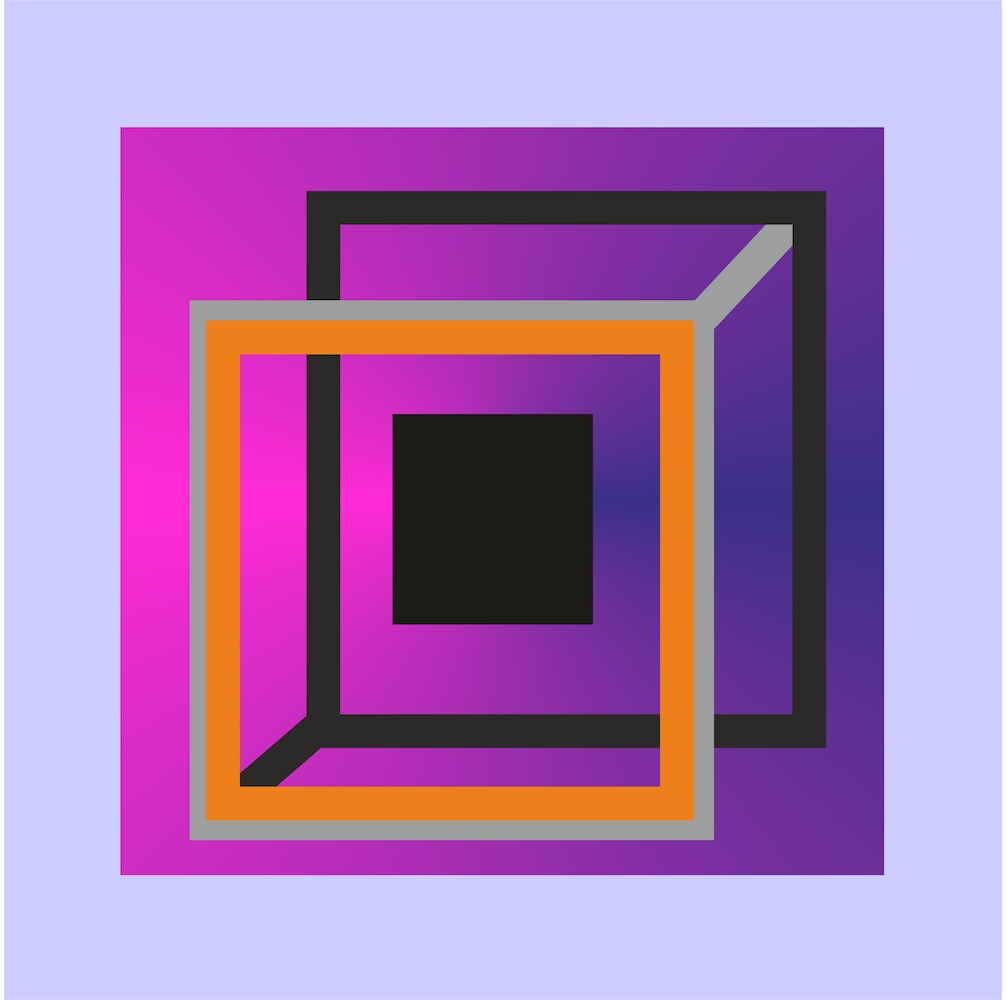 Geometrisch geoglief in vierkant , computerart op plexiglas; Monica Maat