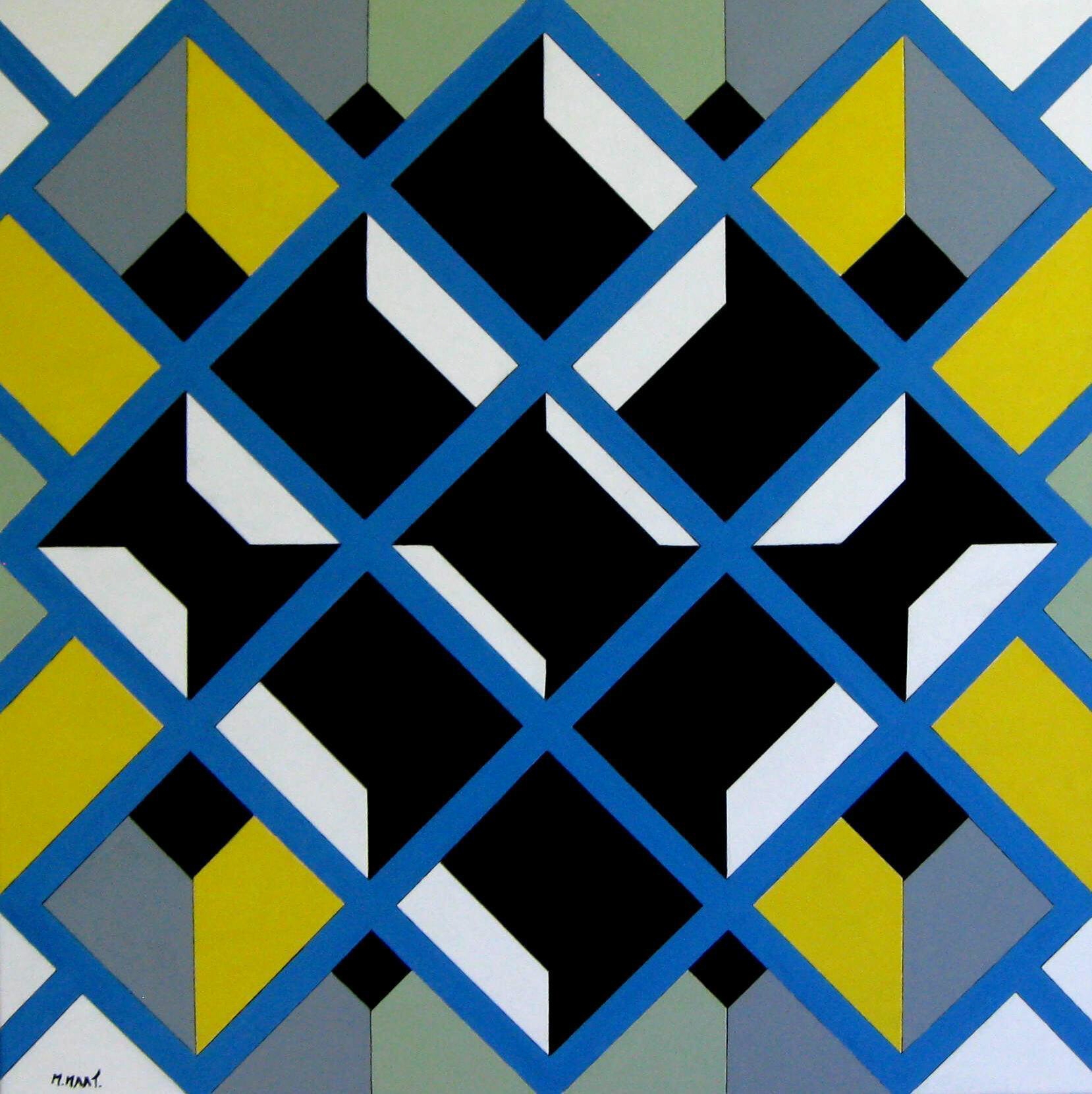 Geometrisch optisch werk: Vensterkruis waarbij de waarneming wordt gemanipuleerd; Monica Maat