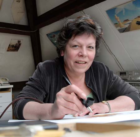 Ine Tresoor aan het werk