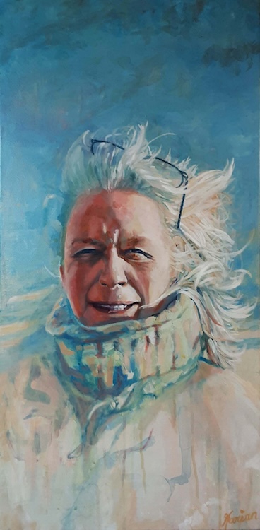 Wegwaaiende haren (zelfportret) - Marianne de Boer